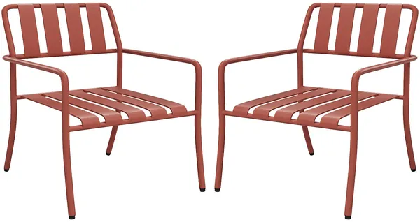 Vente-unique - BIRMOS Gartensitzgruppe Metall Rot - B 71 cm x H 76 cm x L 64 cm