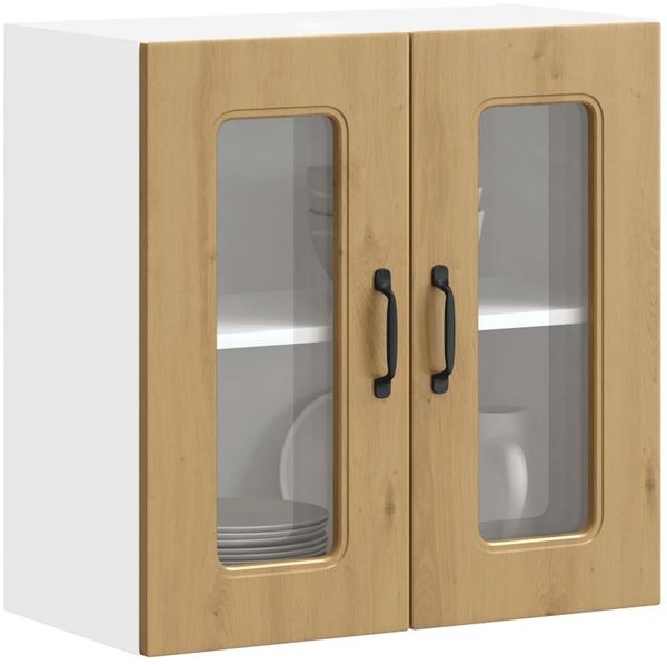 vidaXL Küchen-Hängeschrank mit Glastür Kalmar Artisan-Eiche Holzwerkstoff 853676