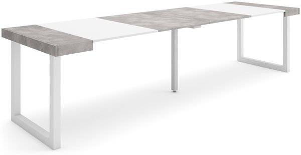 Skraut Home | Ausziehbarertisch | Multifunktionaler ausziehbarer | 300 | Für 14 Gäste | Massivholz Beine | Moderner Stil | Zement