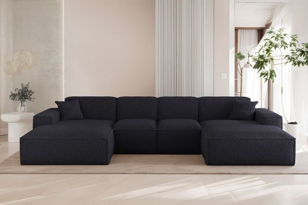 Wohnlandschaft Sofa U-Form CELES PREMIUM XS in Stoff Sven Dunkelblau
