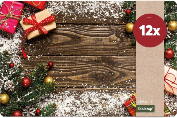 matches21 HOME & HOBBY Platzset Abwaschbare Tischsets 12er Set Weihnachten Geschenke, (12-St), Platzsets als Tisch-Untersetzer und Tisch-Deko für Esstisch Teller