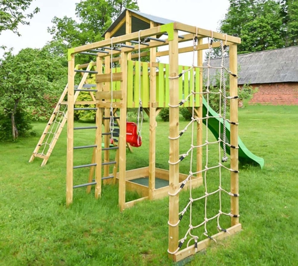 Wendi Toys Holz Spielturm Dino | inkl. Rutsche,