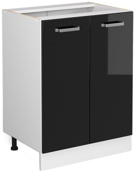Küchenunterschrank R-Line Schwarz Hochglanz 60 cm ohne Arbeitsplatte Vicco
