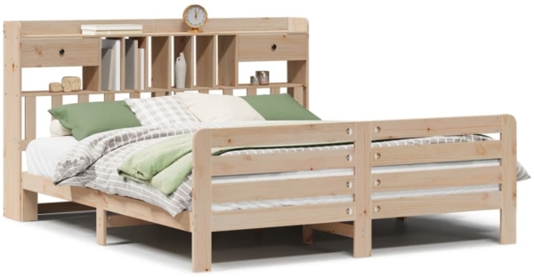 vidaXL Massivholzbett mit Regal ohne Matratze 180x200 cm Kiefernholz 3309971