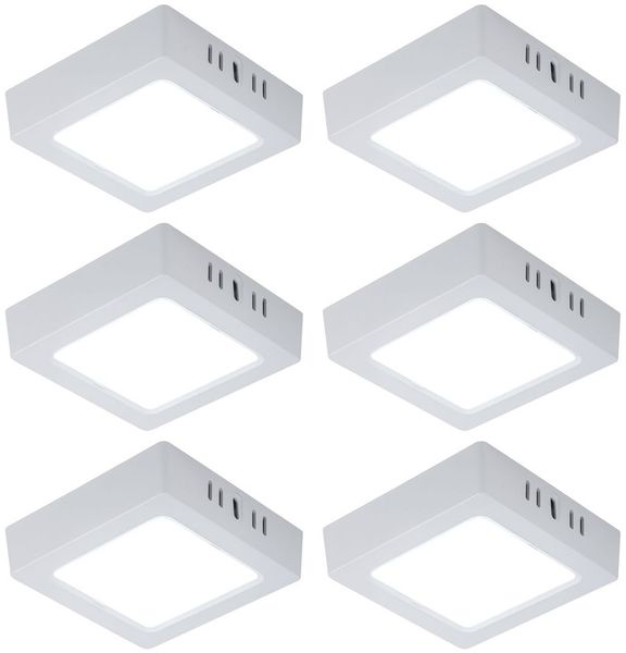 6er Set LED Deckenlampe, Aufbau-Panel, kaltweiß, L 12 cm