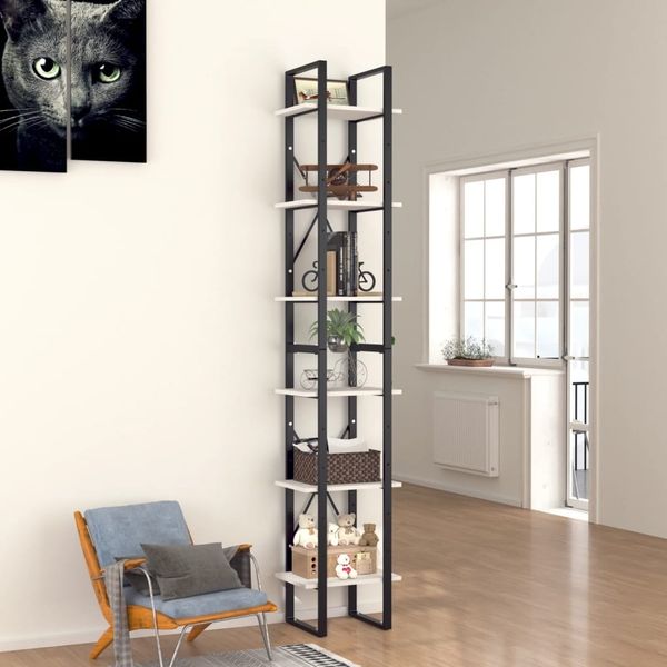 vidaXL Bücherregal 6 Fächer Weiß 40x30x210 cm Holzwerkstoff 806497