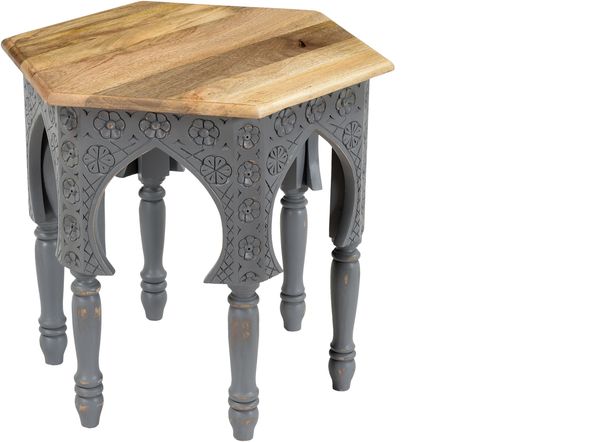 Beistelltisch FRITZ - Mangoholz Braun-Grau 45 x 45 x 45 cm | Couchtisch Sofatisch Abstelltisch Bild 2