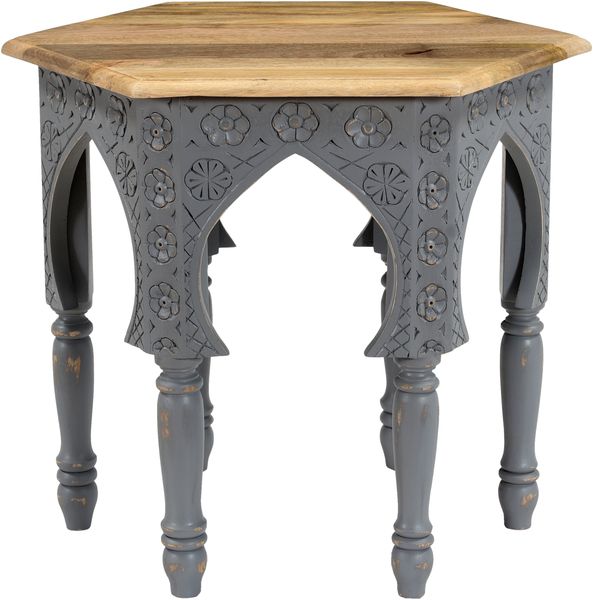 Beistelltisch FRITZ - Mangoholz Braun-Grau 45 x 45 x 45 cm | Couchtisch Sofatisch Abstelltisch