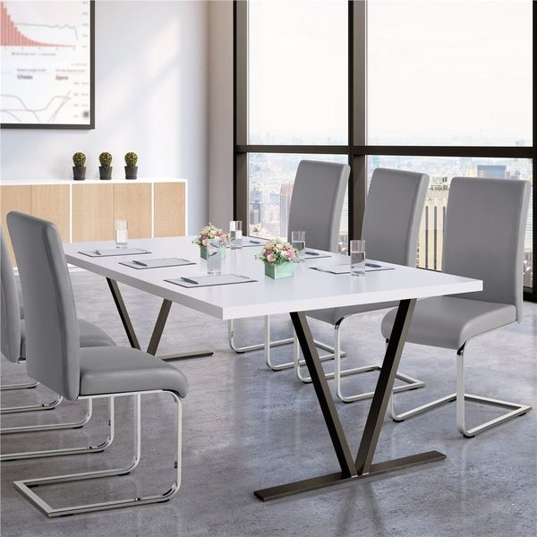 Yaheetech Esszimmerstuhl 2/4/6-er Küchenstuhl (4 St), Schwinger Polsterstuhl mit Ergonomischer Rückenlehne & Metallbeine