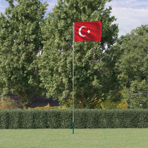 vidaXL Flagge der Türkei mit Mast 5,5 m Aluminium 3147145