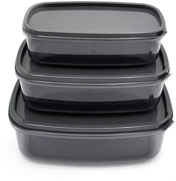 Aufbewahrungsbox Set 3er-Set, 1.350 / 2.000 / 3.150 ml, mit Deckel - Anthrazit