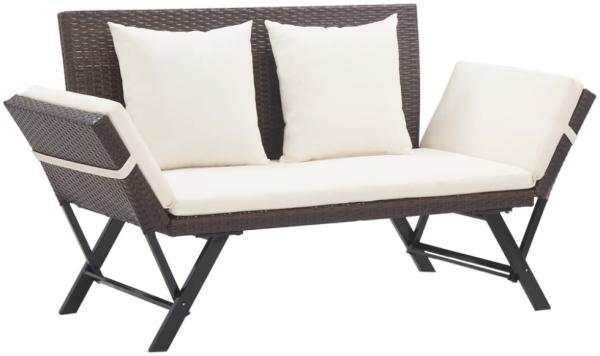 vidaXL Gartenbank mit Auflagen 176 cm Braun Poly Rattan 46231