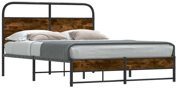 Einzelbettgestell Design für Erwachsene ohne Matratze 120x190 cm Räuchereiche Holzwerkstoff d3857e