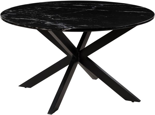 Esstisch rund ⌀ 137 cm Marmor schwarz / Kreuzgestell Eisen schwarz BARCELONA #417