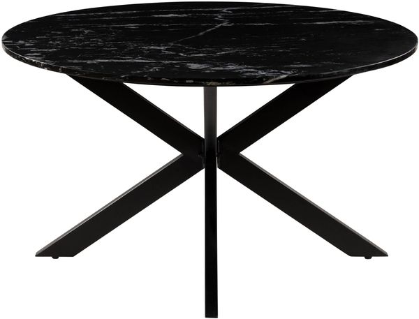 Esstisch rund ⌀ 137 cm Marmor schwarz / Kreuzgestell Eisen schwarz BARCELONA #417 Bild 7
