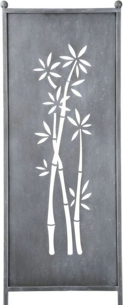 finehomegarden Gartenstecker Stele Metall Bambus Sichtschutz grau Windschutz Outdoor H165cm B52cm Dekowand Garten / Paket-Sperrgut