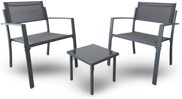 Balkonset 3-teilig Stühle und kleiner Glastisch Garten Terrasse Balkon Möbel Set neu