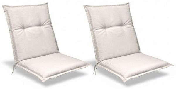 Beautissu Sitzauflage 2er Set Niedriglehner Auflagen Base NL, 100x50 cm, Natur, 6cm Dickes Sitzpolster Sitzauflage für Garten Balkon Camping Stuhl