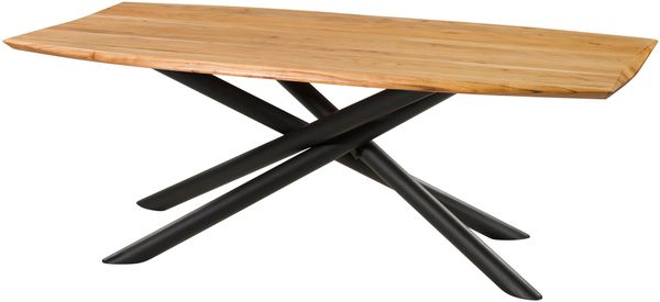 Esstisch Akazie 200x100x77 natur lackiert / Mikado-Beine rund schwarz