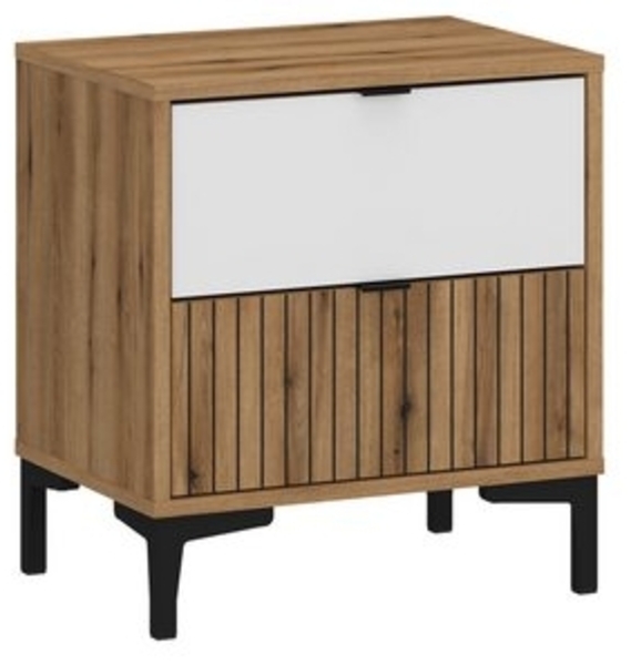 Nachttisch Eiche mit weiß und Rillenoptik RISBY-129 Bild 6