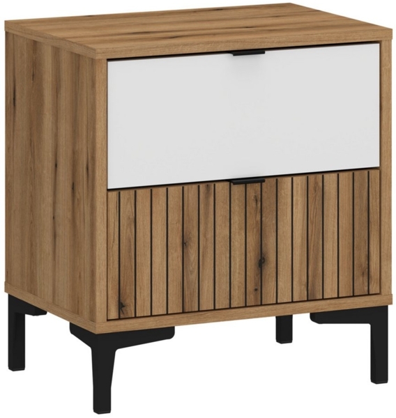 Nachttisch Eiche mit weiß und Rillenoptik RISBY-129 Bild 5