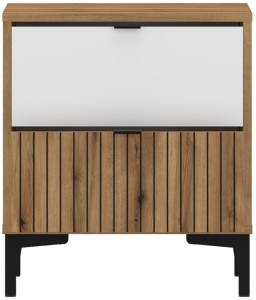 Nachttisch Eiche mit weiß und Rillenoptik RISBY-129 Bild 2