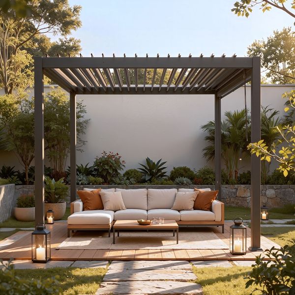 HOME DELUXE Lamellenpavillon ROVAS Anthrazit – 300 x 300 cm