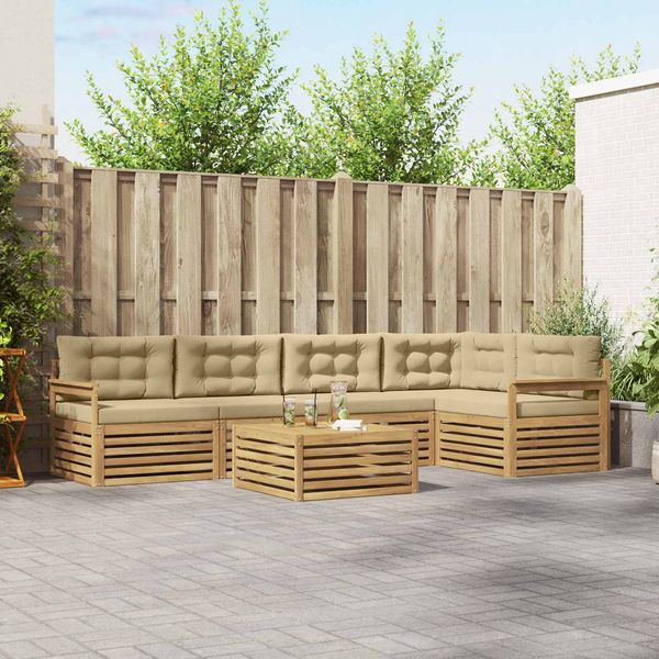 vidaXL Outdoor-Sofagarnitur mit Kissen 6 pcs Weiß und Beige Polyester 3390513