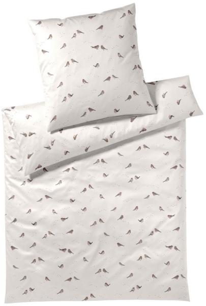 Elegante Bettwäsche Rotkehlchen, Mako-Satin, 2 teilig, angenehmes Hautgefühl