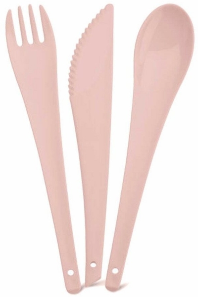 KOZIOL Besteck-Set Rio 3-tlg. Powder Pink (3-tlg), Kunststoff, ideal für draußen