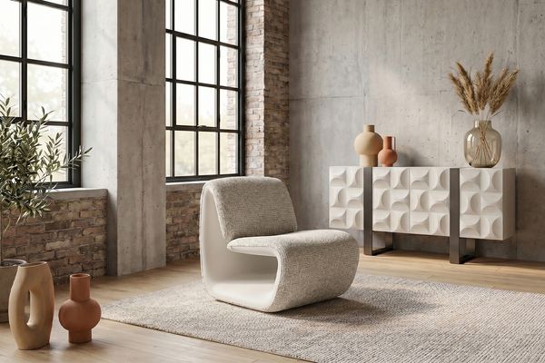 KAWOLA Sessel HAZEL Loungesessel Stoff / Kunstleder grau 79 x 89 x 67 cm