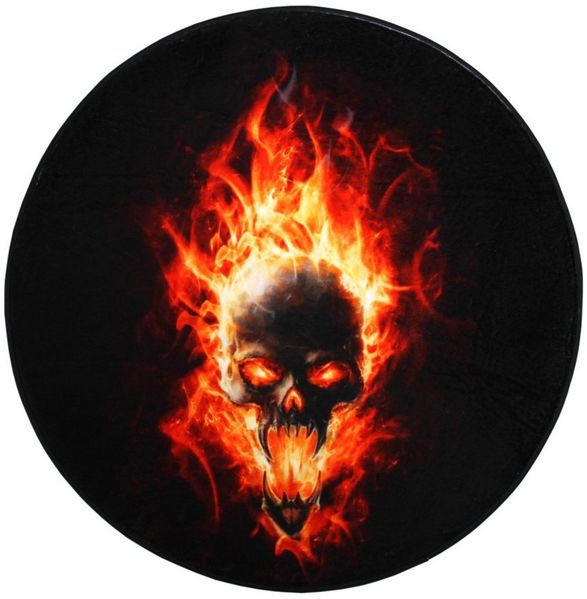 Sanilo Badematte Totenkopf Flammen, Höhe 15 mm, schnell trocknend, Polyester, rund, Memory Schaum