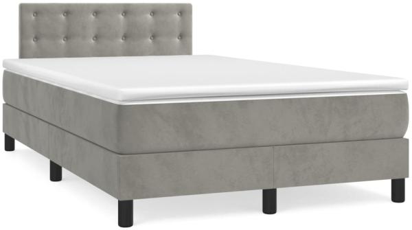 vidaXL Boxspringbett mit Matratze Hellgrau 120x190 cm Samt 3269861