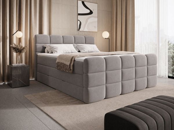 wonello Boxspringbett Carenzo, Samt Doppelbett mit Bettkasten, wahlweise mit wonello premium Topper