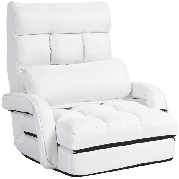 KOMFOTTEU Schlafsofa Klappsessel Bodenstuhl, mit Armlehnen und Kissen,aus Baumwolle
