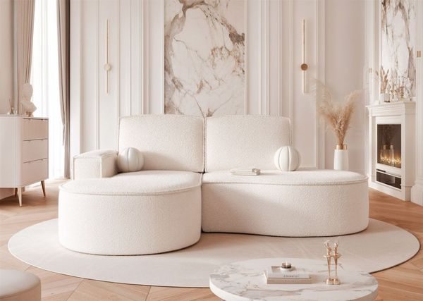 Ecksofa Designersofa Sofa ARLET in Stoff Abriamo Creme Ottomane Links
