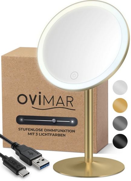 ovimar Kosmetikspiegel (1-St), aus Edelstahl in Gold zur
