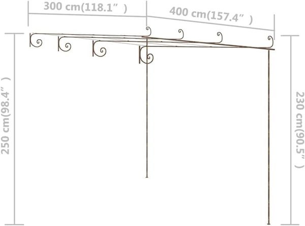 Pergola aus Eisen RITTO 4x3x2,5m BxTxH, Antik-Braun Rankhilfe Pergola aus Metall Bausatz freistehend Sonnenschutz Gartendeko Gartenpergola Bild 2