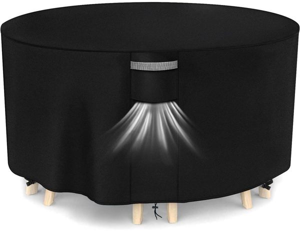 Dokon Abdeckung Gartenmöbel Wasserdicht Winterfest 420D Oxford Rund Ø190x80cm