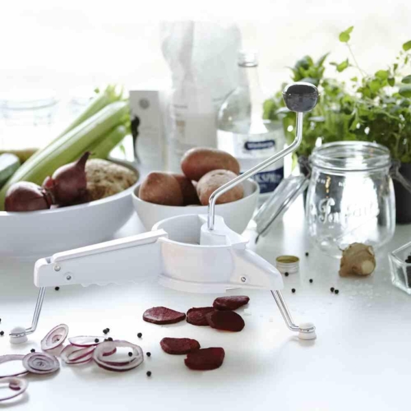 Küchenreibe klassisch weiß mit 3 Füßen Bild 2