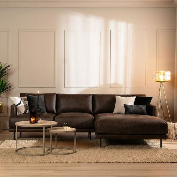 Bronx71 Ecksofa Denver Leder braun rechts