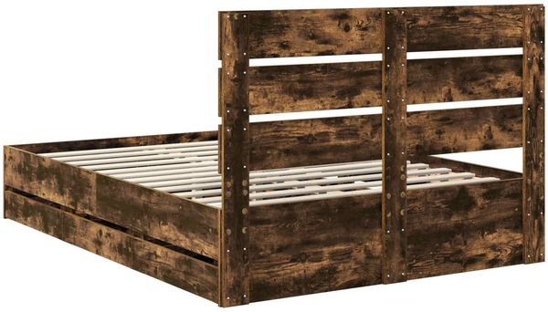 vidaXL Bettrahmen Geräucherte Eiche 160 x 200 cm Ingenieurs Holz 3411821 Bild 10