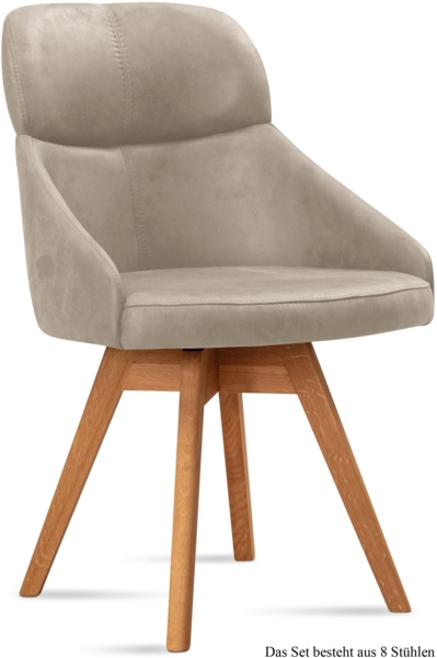 Esszimmerstuhl drehbar (8er-Set) Drala 52x82x63 Eiche geölt/Natur