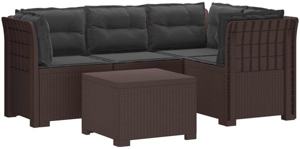 vidaXL 4-Sitzer Garten Sofa mit Kissen Rattan Look PP Braun 3444019