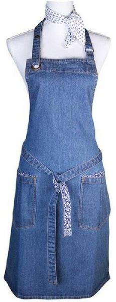 LAURA ASHLEY Kochschürze Schürze Jeans Sweet Allysum Alyssa mit Halstuch (2-teilig)