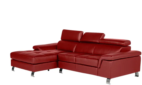 Vente-unique - Ecksofa Leder - Ecke Links - Rot - MISHIMA