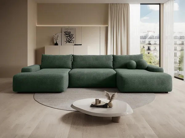 Vente-unique - DAVISO Sofa Stoff Grün - B 163 cm x H 87 cm x L 360 cm