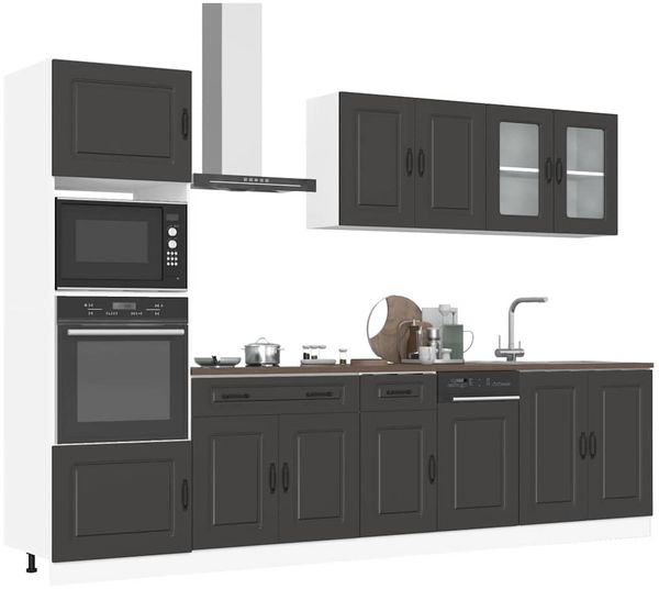 vidaXL 7-tlg. Küchenschrank-Set Kalmar Schwarz Holzwerkstoff 3314732