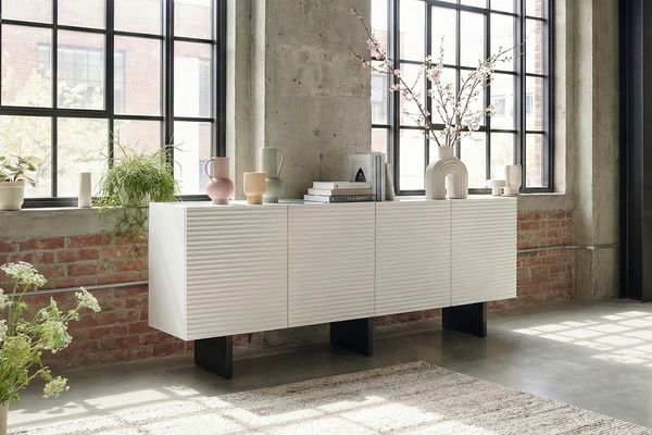 KAWOLA Sideboard LYNN 4 Türen lackiert weiß 75 x 40 x 180 cm