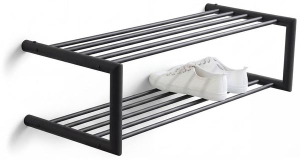 Schuhregal SOENZ Wandregal mit 2 Ablagen Schwarz von Spinder Design